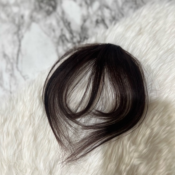 100% Human hair Clip in Bangs Dark Red Brown - Picture 4 of 6